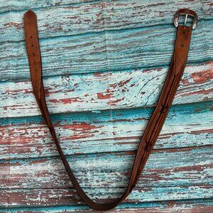 Mens Brown Western Justin Barbed Wire design belt